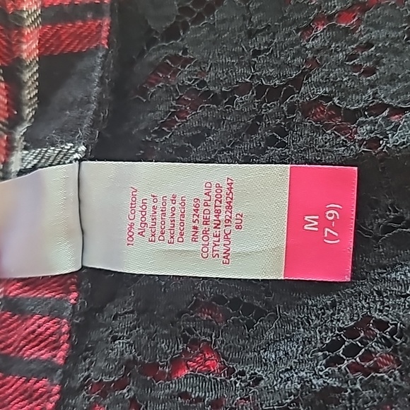 SEXY LACE BACK RED/BLACK FLANNEL SIZE MEDIUM - Picture 7 of 7